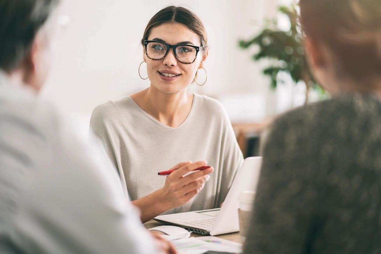 lawyer consulting with clients